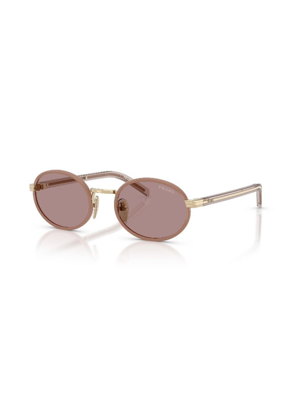 New Prada Women's Sunglasses Multicolor Round Brown Lens Metal Frame PR B56S 52